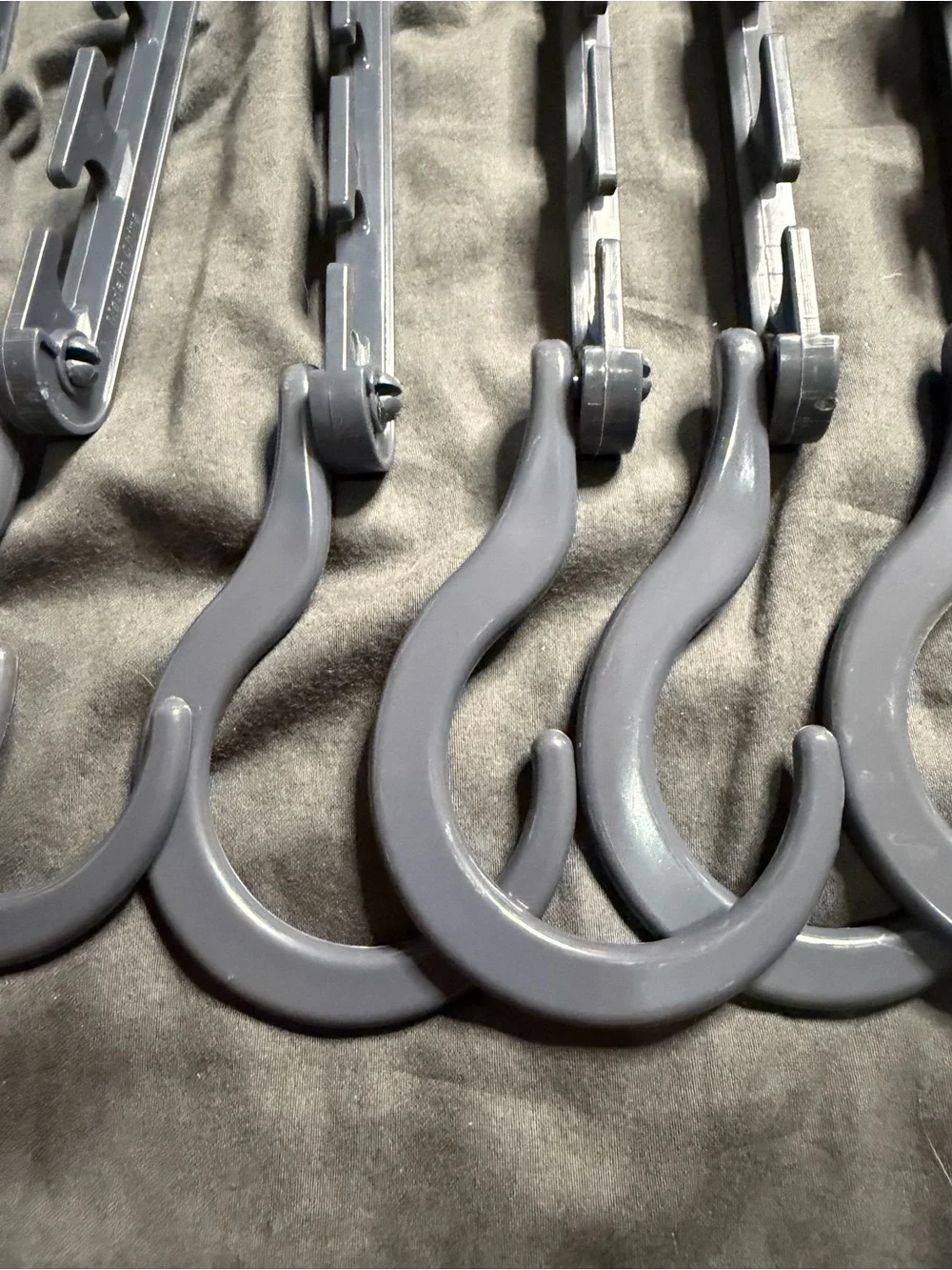 Set of 10 Space-Saving Multi-Tier Plastic Clothing Hangers - Gray